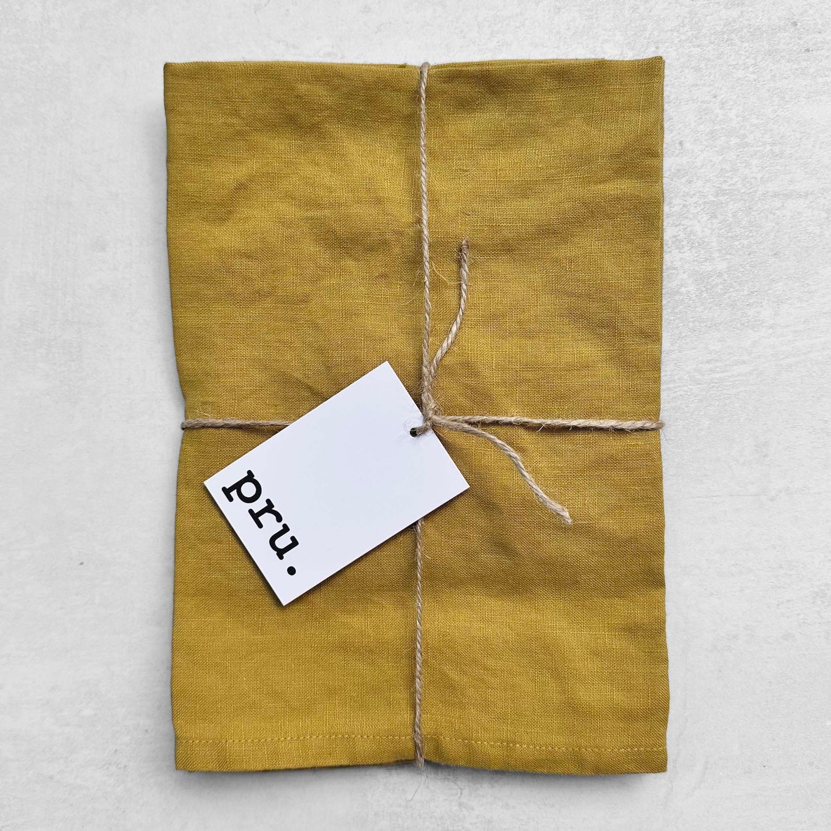 100% Linen Napkin, OEKO-TEX® Certified, Ochre Yellow, Set of 2, Pru.