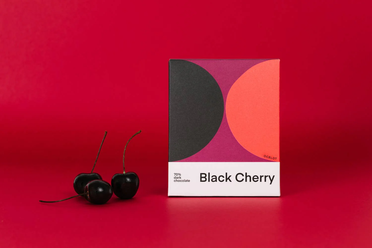 Black Cherry - Organic 70% dark chocolate bar, Ocelot, 70g - Image 2