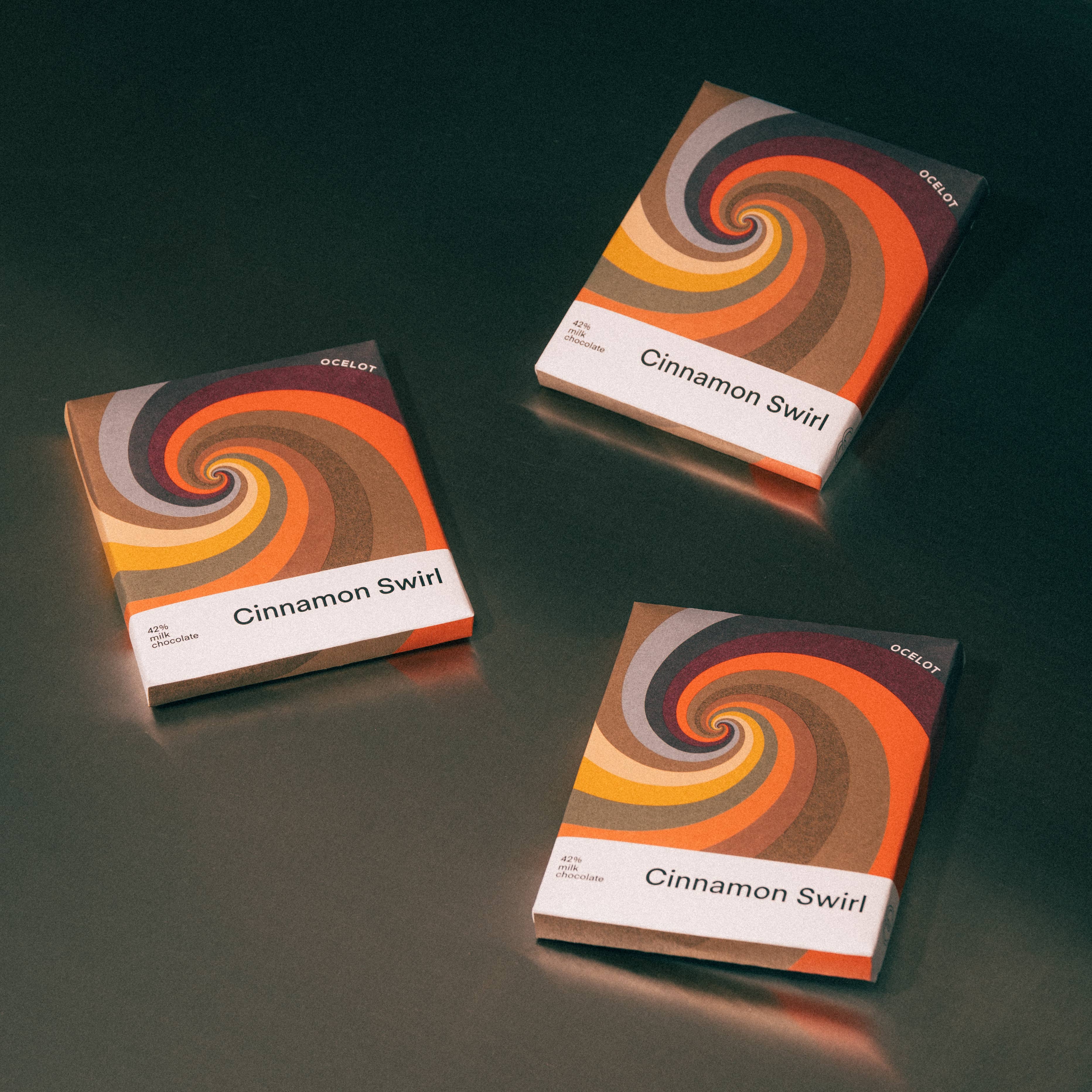 Cinnamon Swirl - 42% Milk Chocolate & cinnamon bun bar, Ocelot, 70g - Image 2