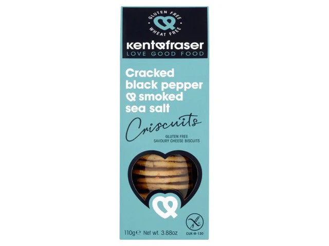 Cracked Black Pepper & Smoked Sea Salt Cheese Wafers, Kent & Fraser 110g