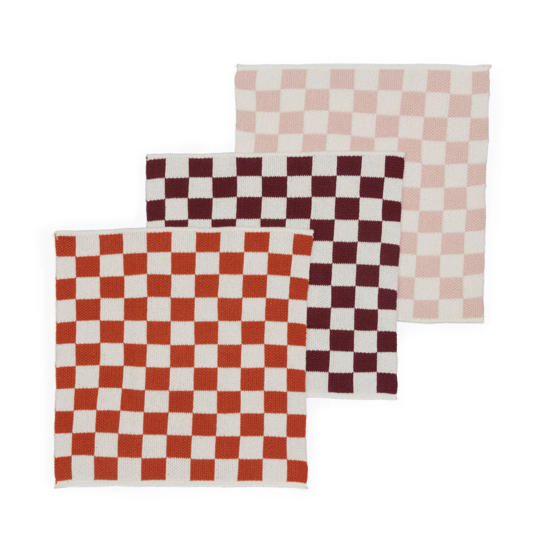 Reusable & Eco-Friendly Cotton Checked / Check Dishcloths - Pink/Burgundy/Orange, Sophie Home, 28cm x 28cm - Image 2