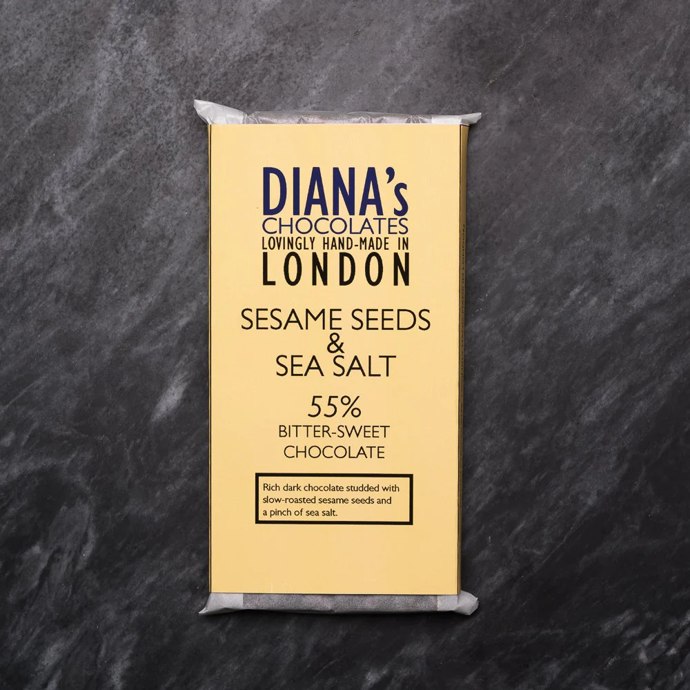 Sesame Seeds & Sea Salt, 55% Bitter-sweet chocolate, Diana’s, 100g