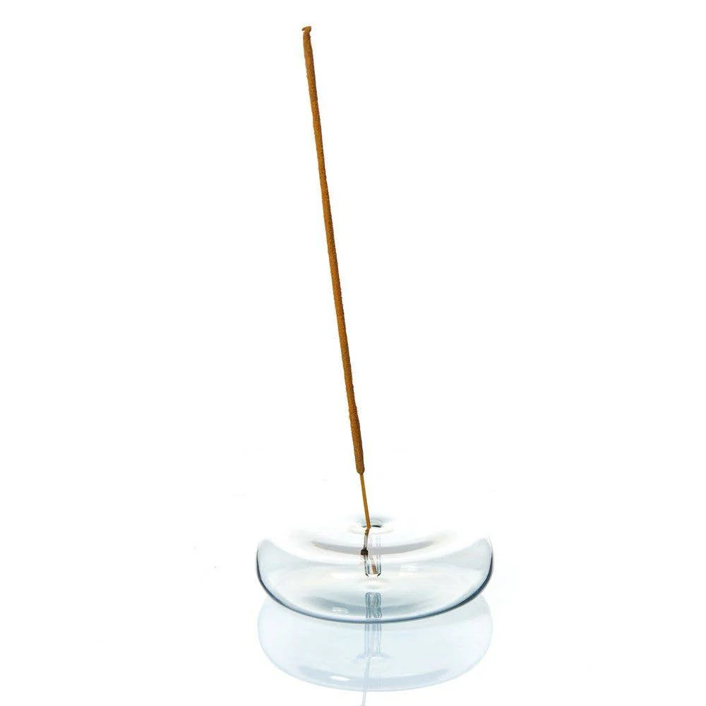 Dimple, Hand Blown Glass Incense Holder Grey, Maegan