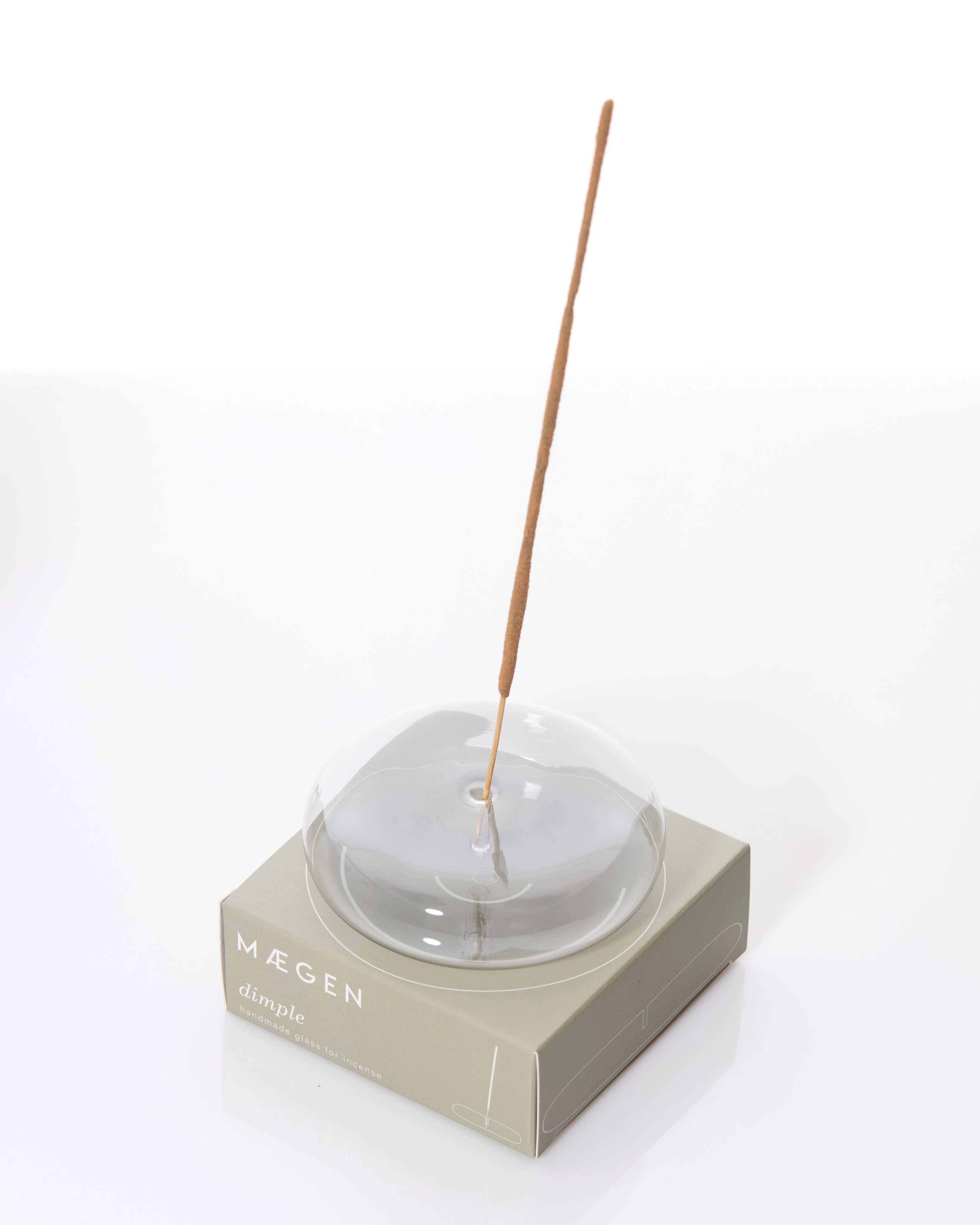 Dimple, Hand Blown Glass Incense Holder Grey, Maegan - Image 2