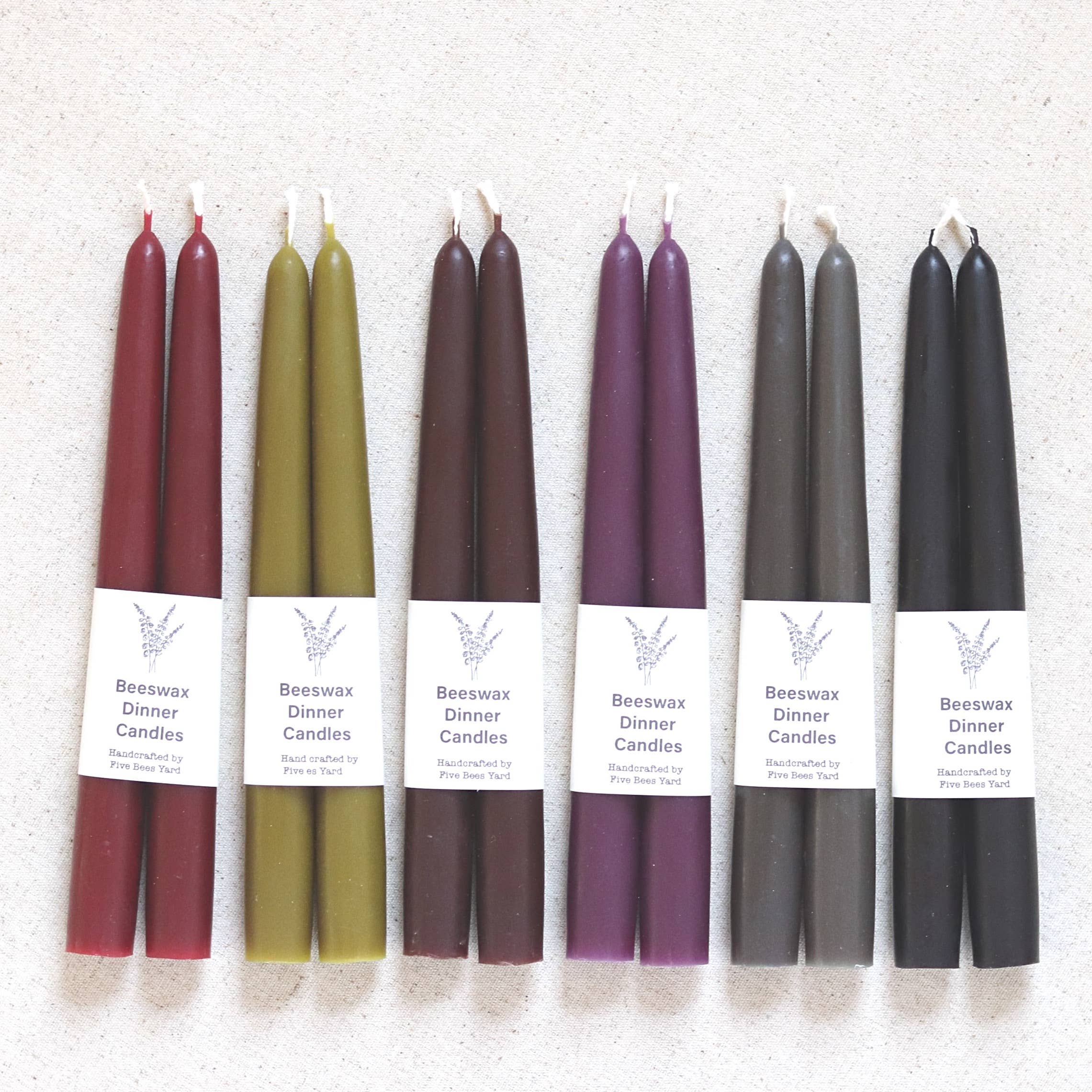 Eco & Sustainable Tapered Dinner Candles, Five Bees Yard