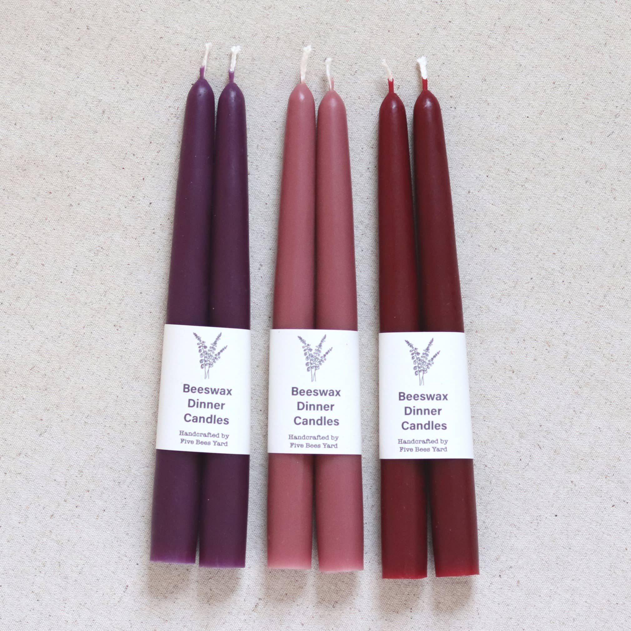 Eco & Sustainable Tapered Dinner Candles, Five Bees Yard - Image 2