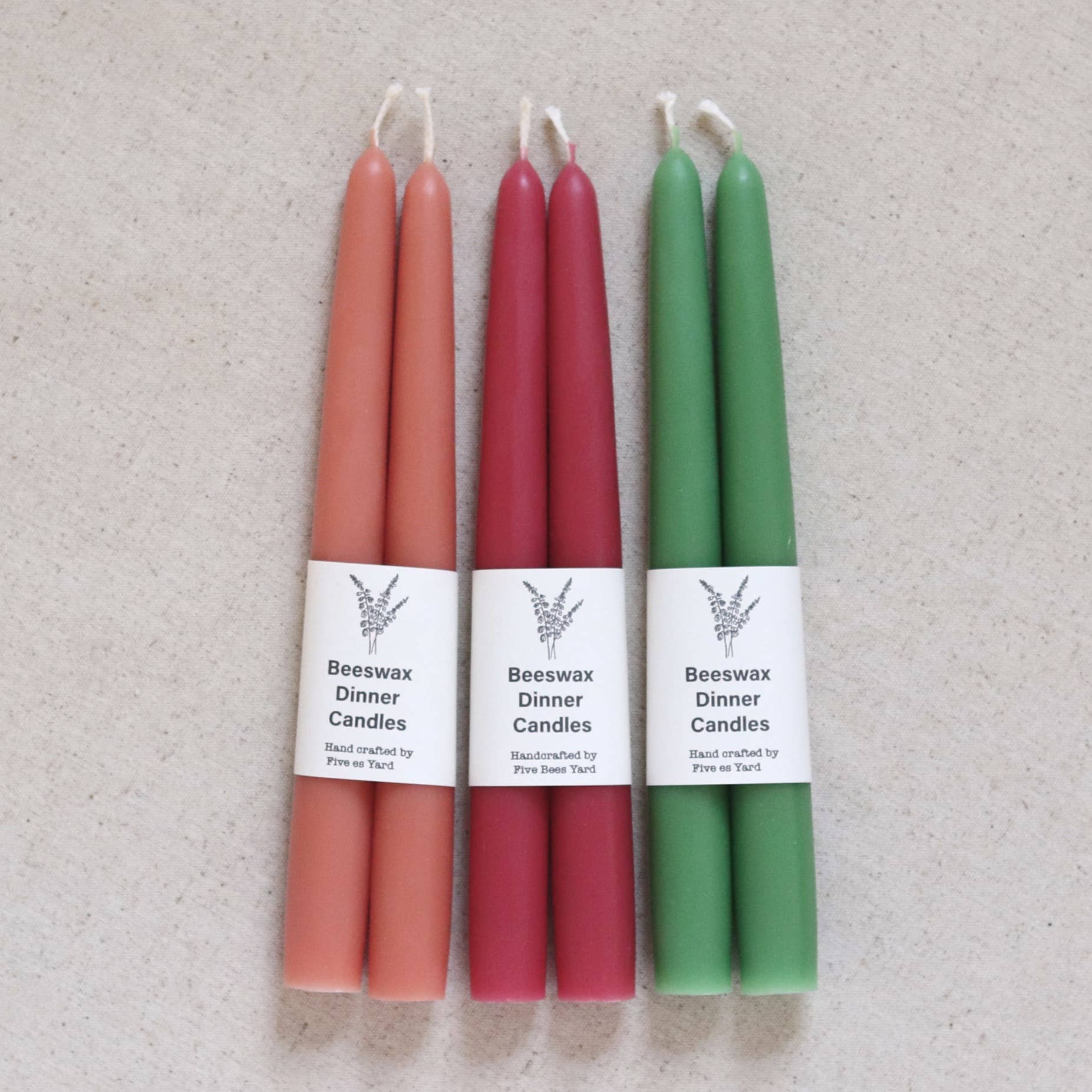 Eco & Sustainable Tapered Dinner Candles, Five Bees Yard - Image 6