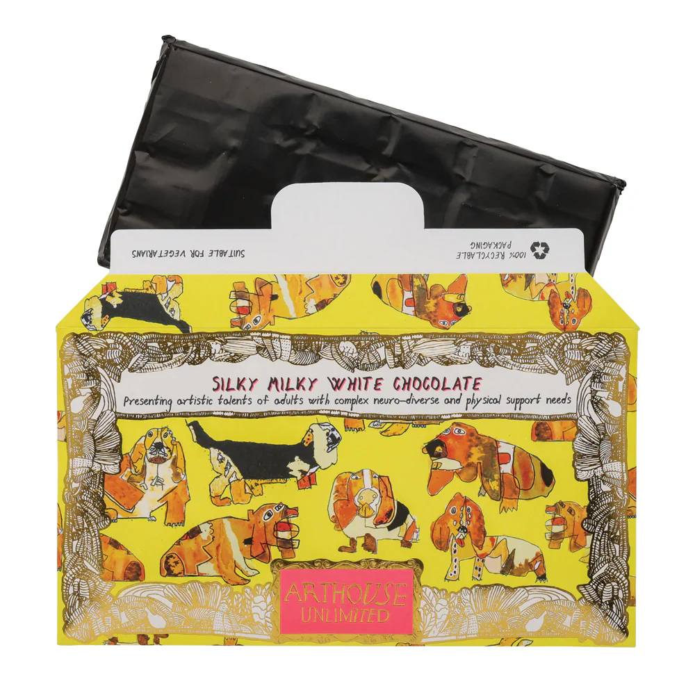 Happy Hounds, Silky Milky White Chocolate Bar with Madagascan Vanilla, Arthouse, 85g - Image 3