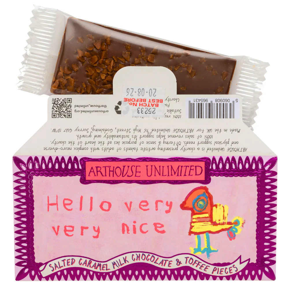 Joy Sized: Hello, Very Very Nice, Salted Caramel Milk Chocolate & Toffee Pieces, Arthouse, 25g - Image 2