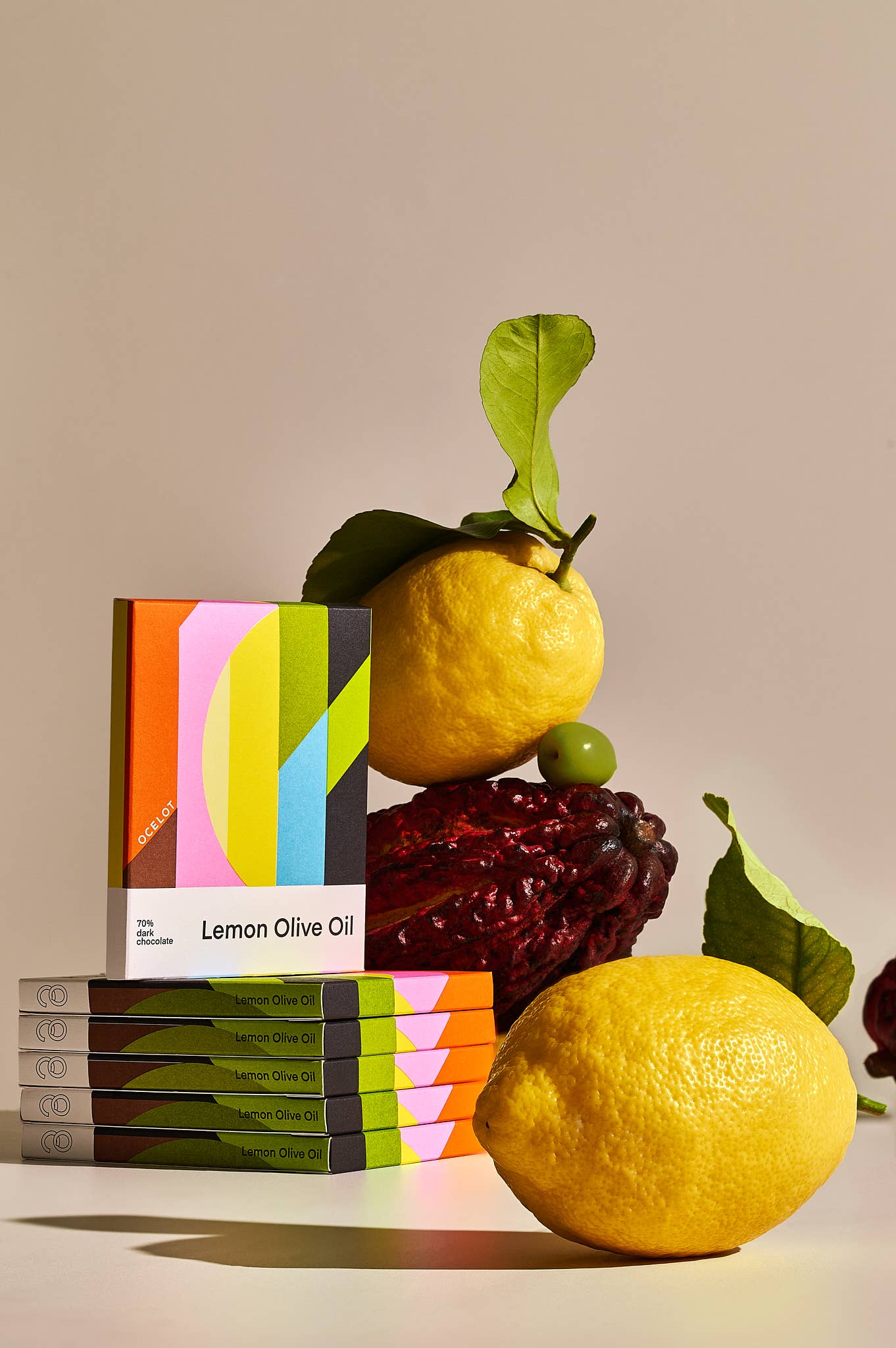 Lemon Olive Oil - Organic 70% dark chocolate bar, Ocelot, 70g - Image 2