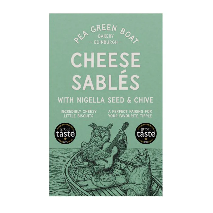 Nigella Seed & Chive Sablés, Pea Green Boat 80g