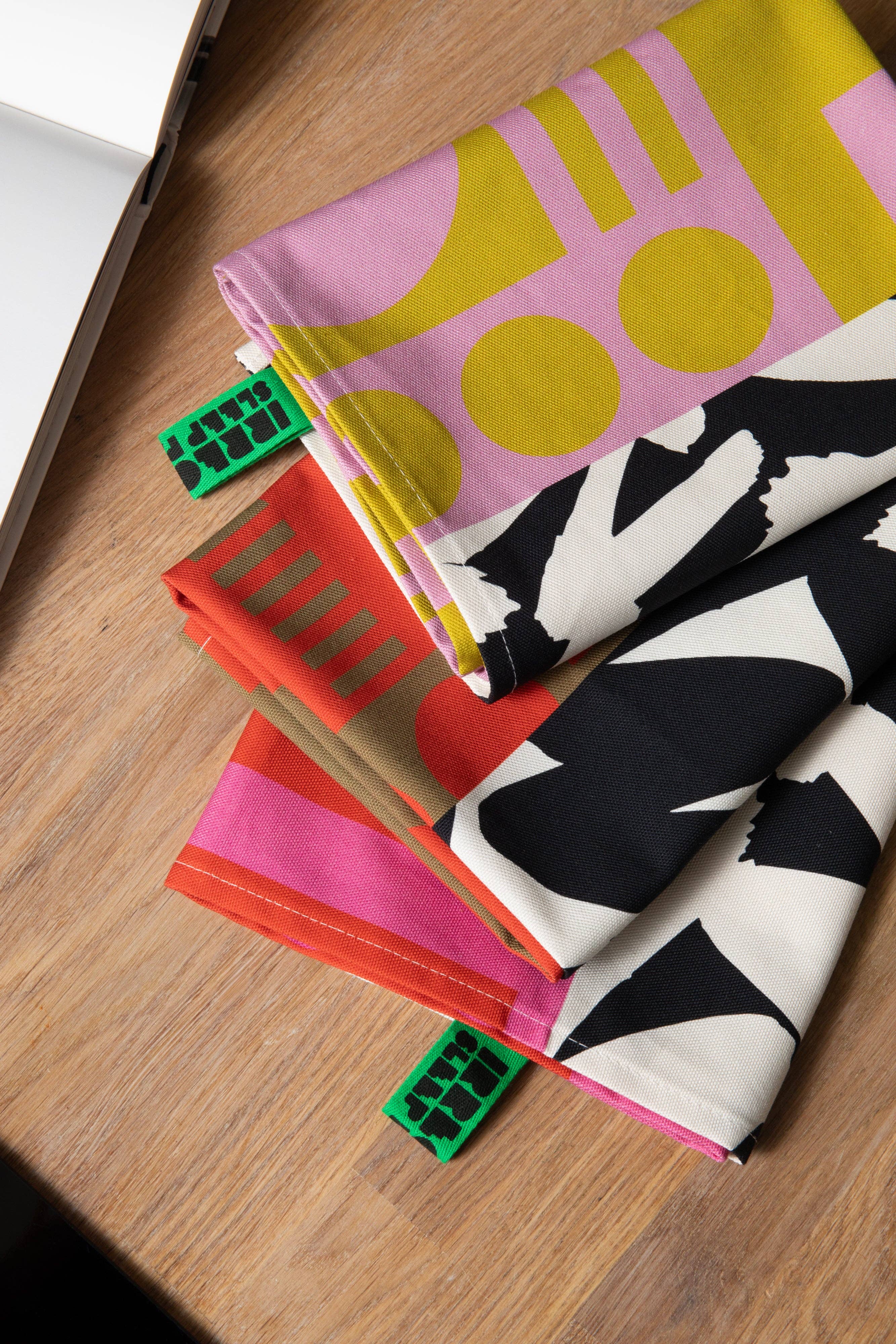 Organic Cotton Tea Towel in Hot Pink, Irregular Sleep Pattern - Image 5