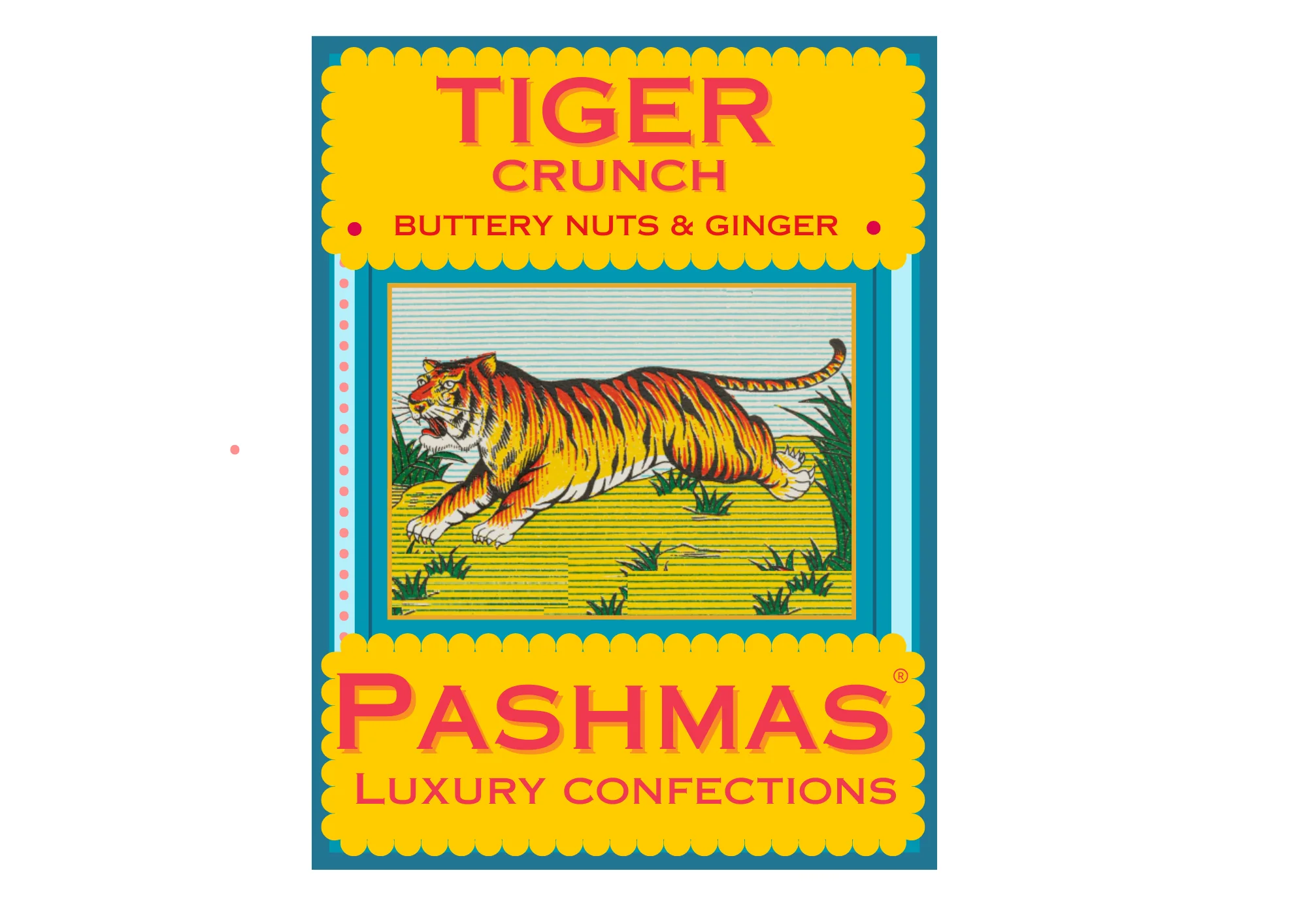 Tiger Crunch - Buttery Nuts & Ginger, PASHMAS Luxury Indian Confections, 150g