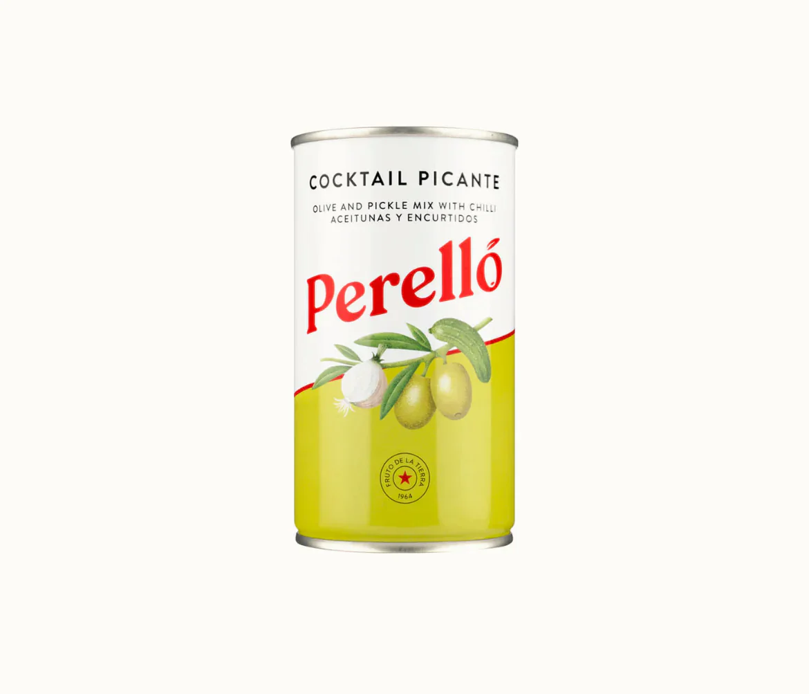 Cocktail Picante Olives and Pickles, Small Tin, Perello, 350g