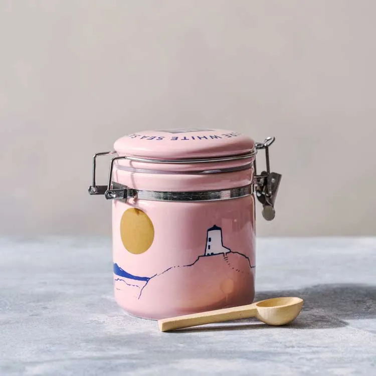 Pink Llanddwyn Ceramic Jar with Pure Sea Salt, Halen Môn, 100g