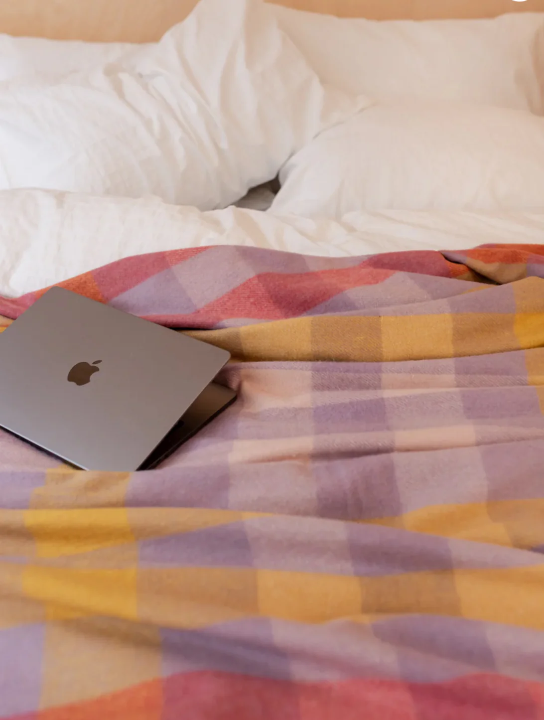 Lilac Gradient Gingham Recycled Wool Blanket, TBCo - Image 3