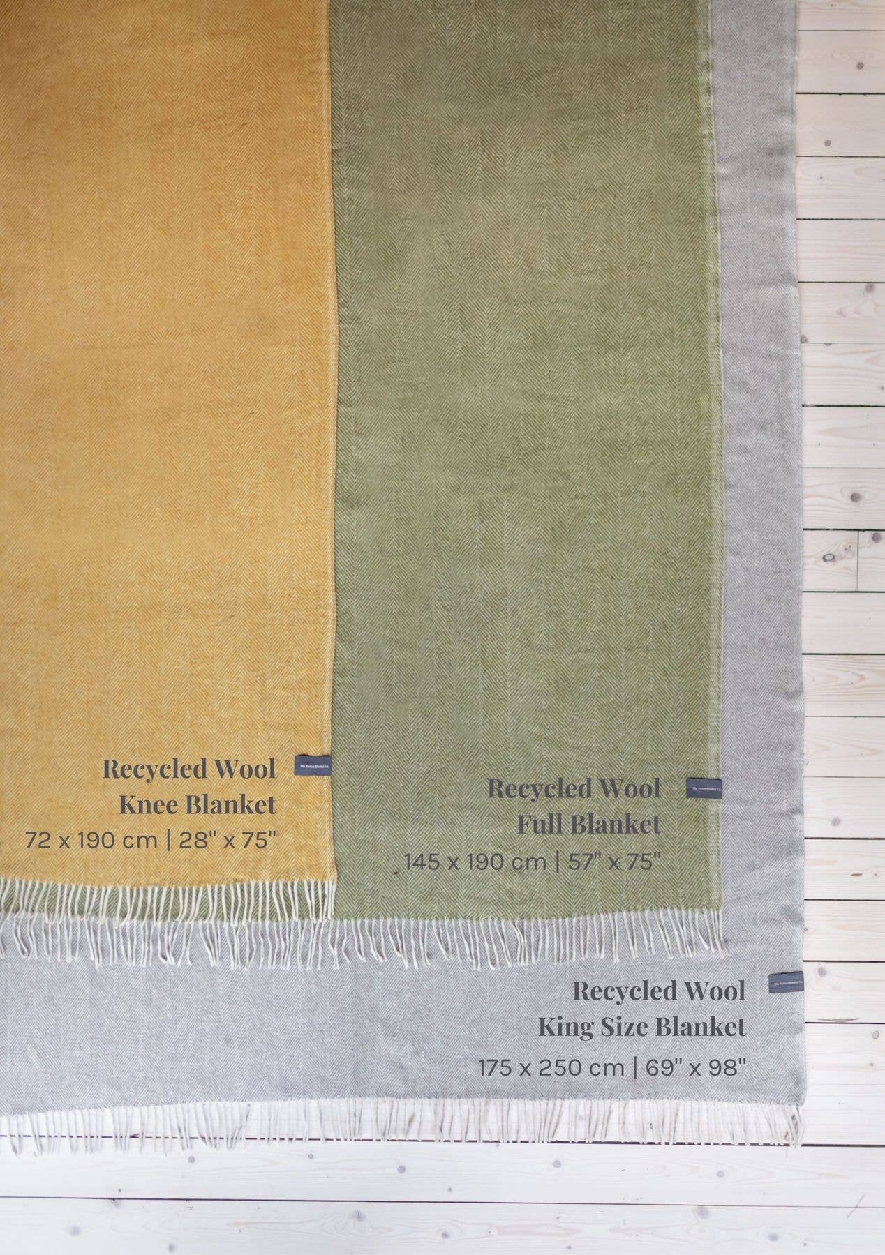 King Size Olive Herringbone Recycled Wool King Blanket, TBCo - Image 4