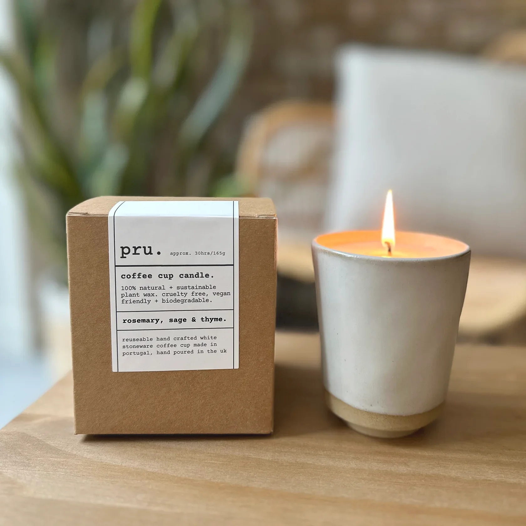 Rosemary Sage + Thyme, Ivory Coffee Cup Candle, Pru. - Image 4