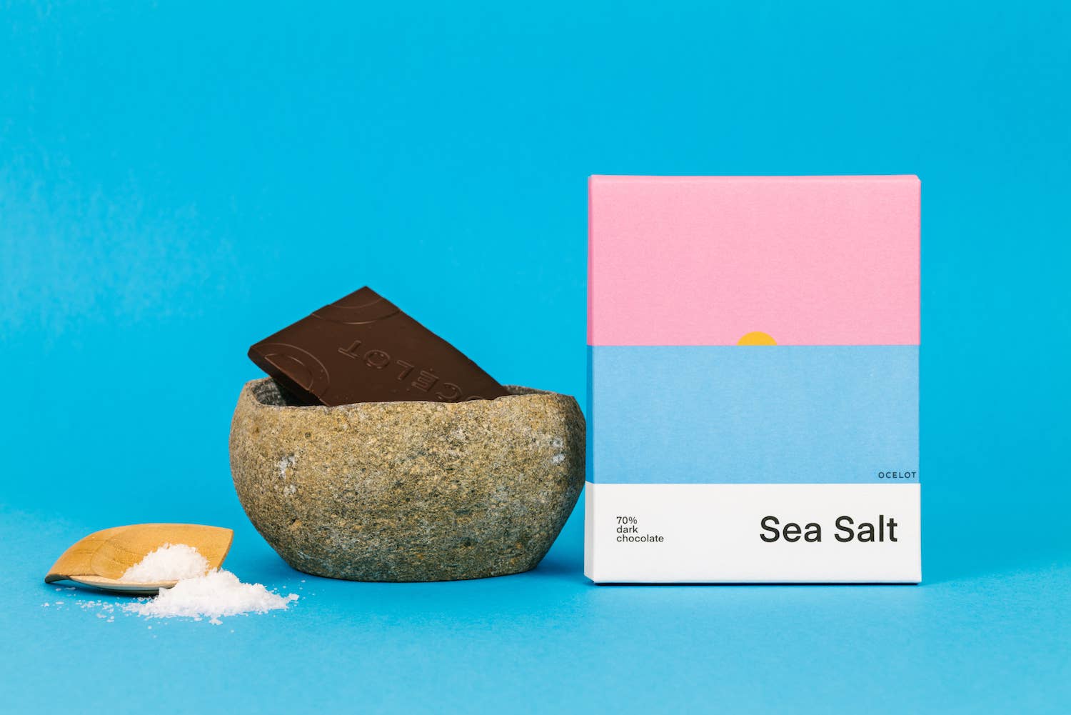 Sea Salt - Organic 70% Dark Chocolate bar, Ocelot, 70g - Image 2