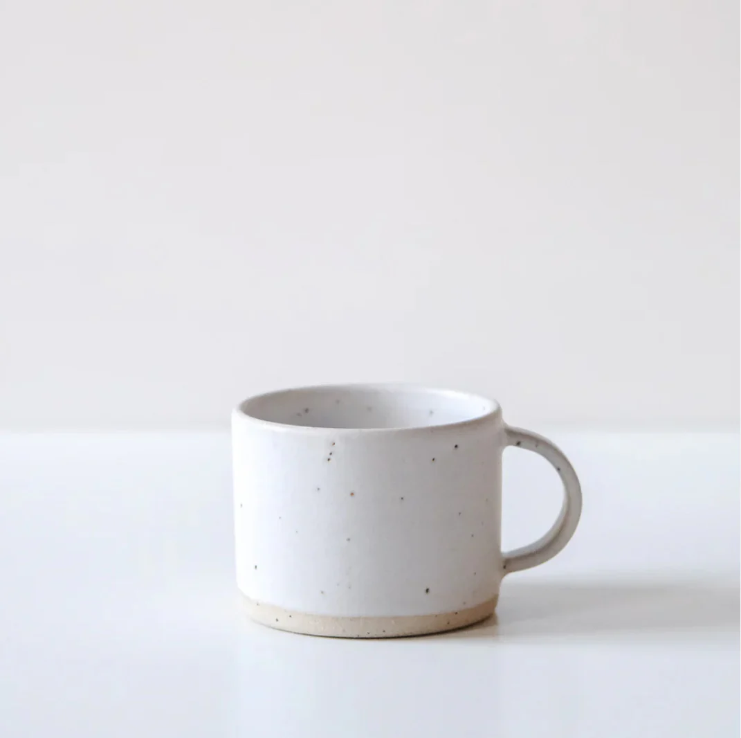 Short Mug - Matte White Speckle, Dor & Tan