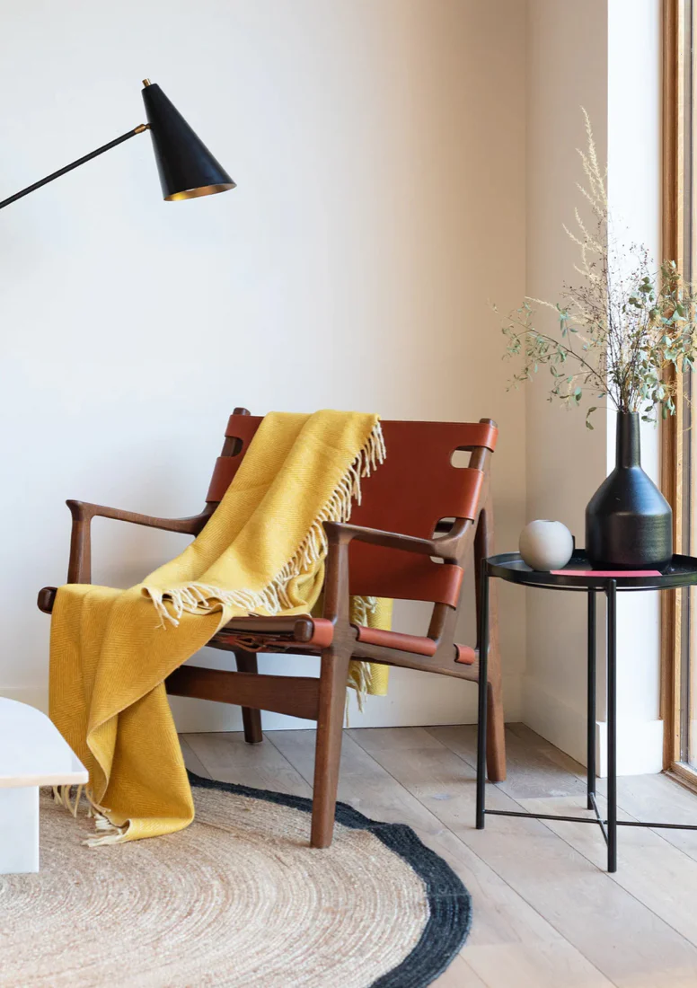 Mustard Herringbone Recycled Wool Blanket, TBCo - Image 3