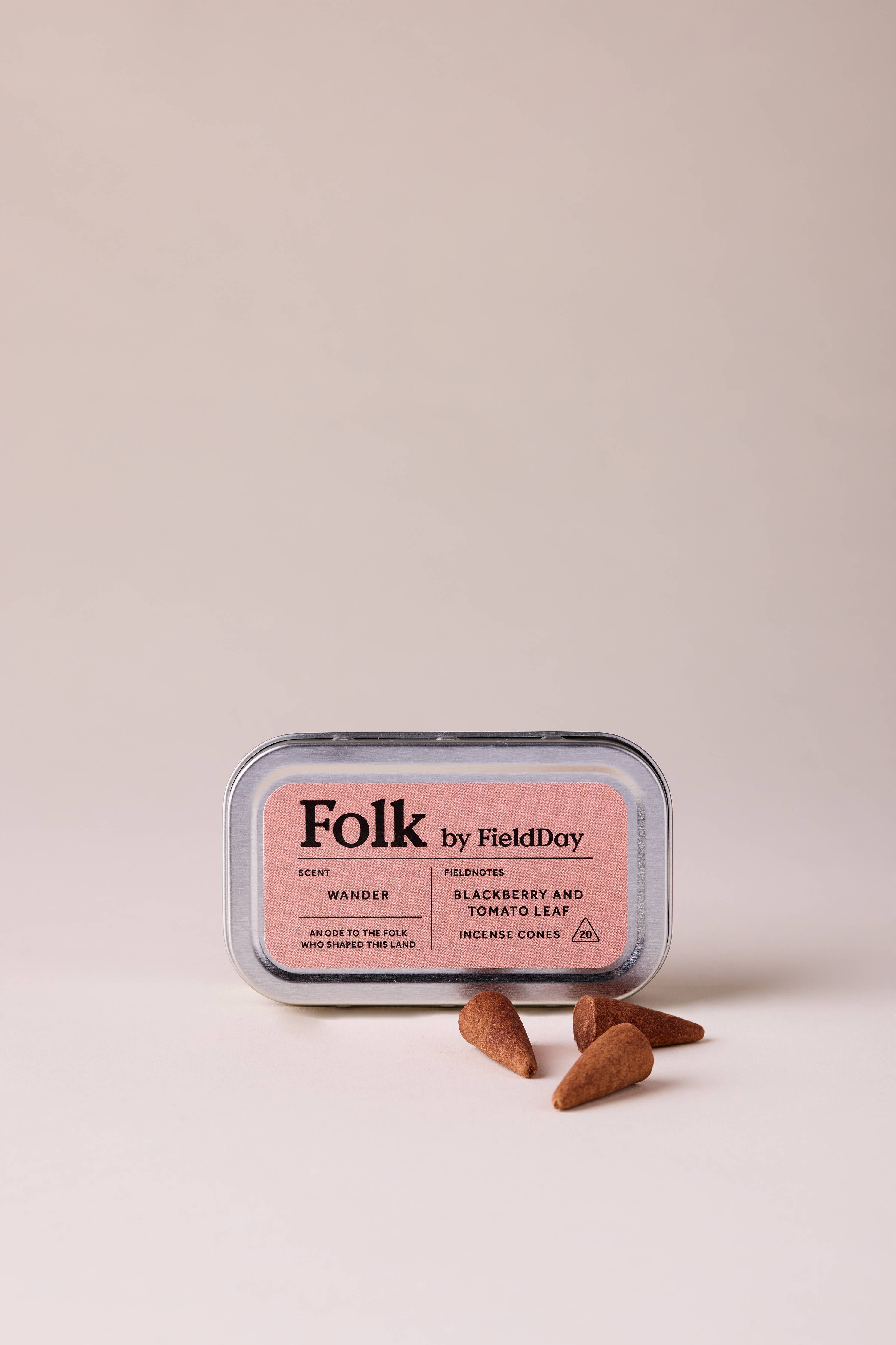 Wander Tin of Incense Cones, Folk, 18g