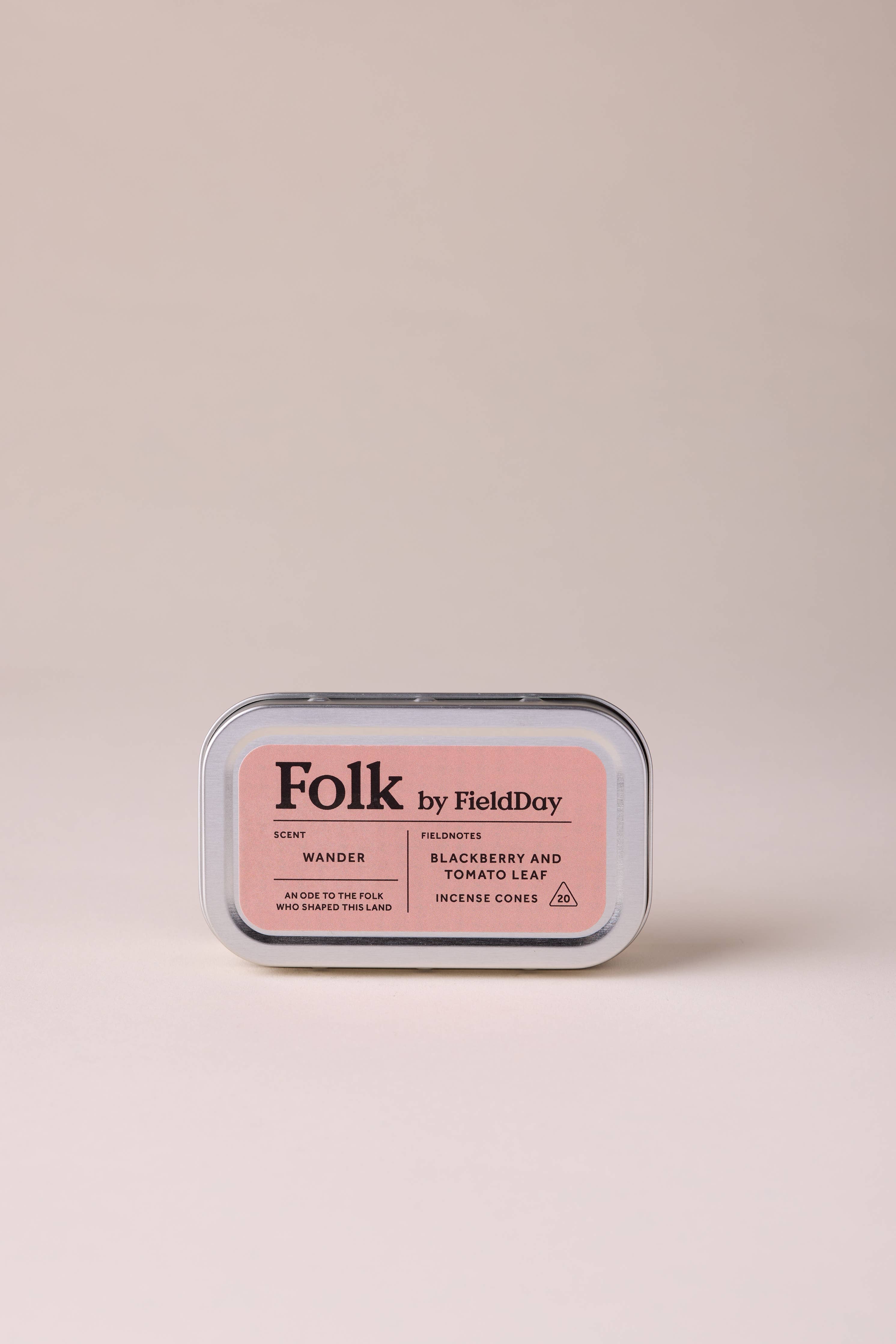 Wander Tin of Incense Cones, Folk, 18g - Image 2