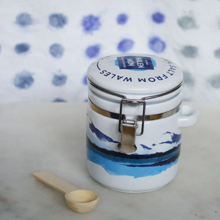 Watercolour Ceramic Jar with Pure Sea Salt, Halen Môn, 100g - Image 2